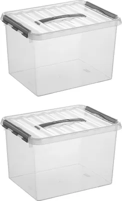 Immagine prodotto di Sonnenwaren Q -Line Box Trasparente/Grigio 22 litri - Set di 2 pezzi