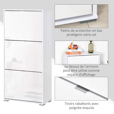Image de Armoire à chaussures - Rangement à chaussures - Étagère à chaussures - Meuble de rangement à chaussures - Petite armoire à chaussures - 3 portes pliantes