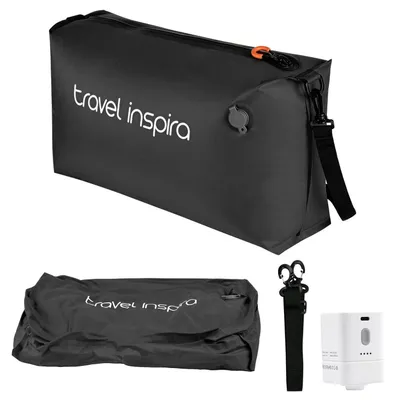 Immagine prodotto di Sacchetti sottovuoto per abbigliamento con pompa wireless, capacità 22L, materiale TPU, colore nero, risparmio di spazio del 50%, connettività USB-C, grado di protezione IP67