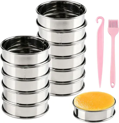 Imagen del producto de Moldes para tartas de acero inoxidable, con un diámetro de 8 cm, paquete de 12 unidades, para pastelería