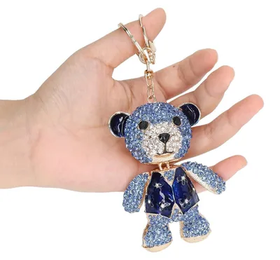Image de Omgoods - Porte-clés ours mignon - Porte-clés strass - Accessoire pour sac à dos - Décoration - Design professionnel - Durable - Porte-clés