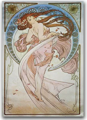 Produktbild von Poster - Canvas - Leinwand - 59,4 cm x 84,1 cm - Fotoposter - Leinwandkunst - Tanzen Alphonse Mucha