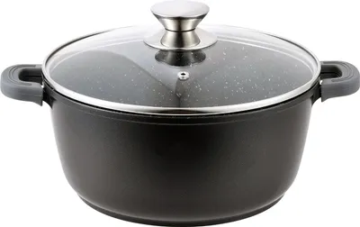 Produktbild von Cheffinger, Induktionstopf Antihaftbeschichtet Marmoreffekt 28cm mit Deckel, Schwarz