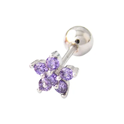 Produktbild von 1 Stück Ohrstecker in Blumenform, Piercing-Schmuck, koreanischer Stil, funkelnder Ohrstecker für Party-Lila A