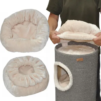 Produktbild von Katzenbett für Kratztonnen Erweiterung Katzen Schlafplatz Liegemulde beige