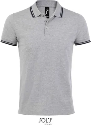 Produktbild von SOLs 00577 | Herren Polo Shirt Pasadena - Farbe: Grey Melange/Navy - Größe: M