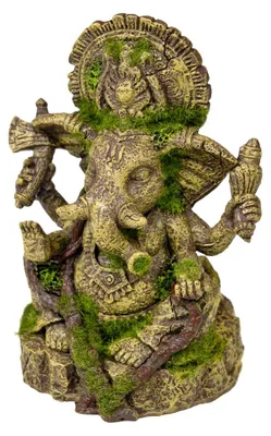 Productafbeelding van Rosewood 91694: Aquariumornament van hars, bedekt met mos, in de vorm van een Ganesh-beeldje