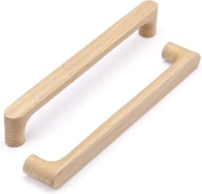 Produktbild von Famanu Möbelgriffe Set aus 6 Stück, Buchenholz, 160 mm Bohrlochabstand, ideal für Schränke und Schubladen