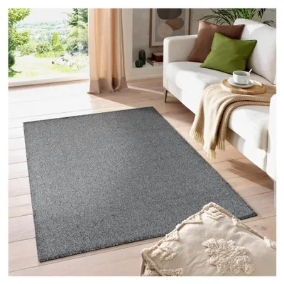 Produktbild von Kurzflor Teppich 140 x 200 cm Grau - Gabbeh-Look Teppich, Pflegeleicht und Langlebig - Geeignet für Schlafzimmer, Küche und Esszimmer