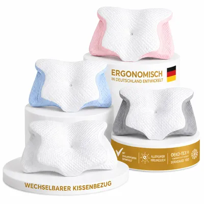 Produktbild von Nackenstützkissen Antischnarchkissen ergonomisches Kopfkissen Premium Memory Foam Kissen, wechselbarer Bezug 4 Farben, waschbar, Seitenschläferkissen, KI-generiertes Bild