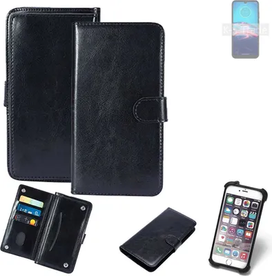 Produktbild von K-S-Trade 360° Hülle kompatibel mit Motorola Moto E6S 2020 schwarz Kunstleder Case BookCase WalletCase Kunstlederederhülle Handyhülle,