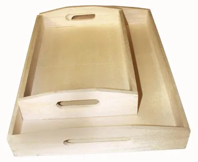 Tablett-Set aus Holz, 2 Stück, 30x20 & 39x28 cm