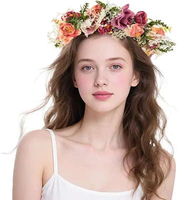 Produktbild von Blumenkranz Haarband mit Armband Set, Verstellbar, Für Hochzeit, Feier