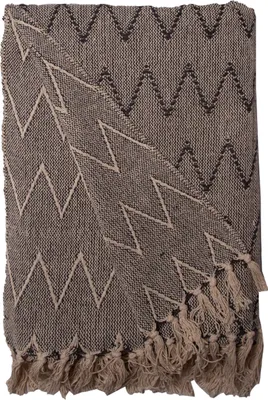Produktbild von Decke Überwurf Zickzack Design 100% Baumwolle 130x180 cm Skandinavisch Weiß/Anthrazit