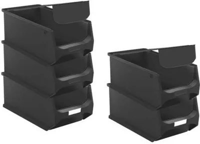 Produktbild von SparSet 5x Leitfähige Sichtlagerbox 4.0 mit Abdeckung | HxBxT 15x20x35cm | 7,2 Liter | ESD, Sichtlagerbehälter, Sichtlagerkasten, Sichtlagerkastensortiment, Sortierbehälter