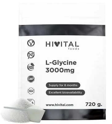 Zdjęcie produktu dla L-Glicyna 3000 mg | 720 gramów wegańskiego proszku