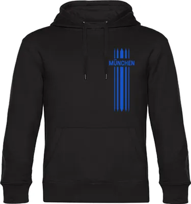 Produktbild von multifanshop Kapuzen Sweatshirt - München blau - Streifen, schwarz, Größe XL