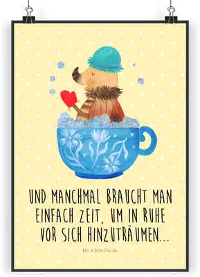 Produktbild von Mr. & Mrs. Panda Bild Nachtfalter Schaumbad DIN A5 - Gelb Pastell - Geschenk, Tasse, WC, Wandbild, Bad, Lustige Sprüche, Deko, Kunstdruck, drucke, Baden, Badezimmer