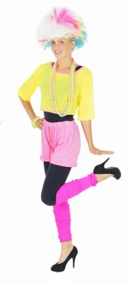 Produktbild von 80er Jahre Aerobic Popstar Kostüm für Damen Gr. S - XL, Größe:S