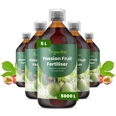Produktbild von Passionsfrüchte Flüssigdünger 5x1L – 2-1-8 NPK – Flüssig-Pflanzendünger für Passionsfrüchte – Organifer