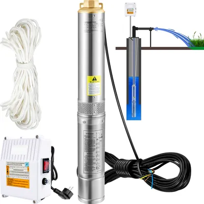Obrázok produktu pre SucceBuy ponorné čerpadlo do hlbokých studní, 1100W 230V/50Hz, 190L/min 57 m výtlačná hlava, s 20 m káblom a externou ovládacou skrinkou, 10,2 cm nerezové vodné čerpadlo pre priemysel, zavlažovanie