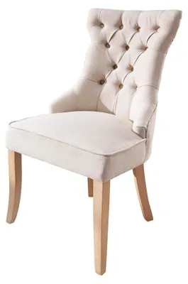 Produktbild von Eleganter Landhausstuhl Castle in Beige aus Leinenstoff im Landhausstil mit Komfortgriff