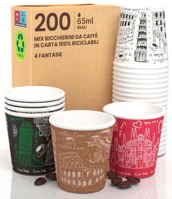 Kaffeebecher 200 Stück, 65 ml, biologisch abbaubar, Einweg