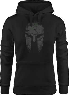 Produktbild von Hoodie Damen Aufdruck Sparta Helm Spartan Warrior Racerback Fashion Streetstyle Kapuzen-Pullover Neverless® schwarz L