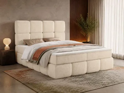 Produktbild von FurniDe24 Boxspringbett Rino 160x200 - Komplett-Set mit Matratze und Topper - Polsterbett mit Bettkästen - Boxspringbett Creme (Quelle 06)