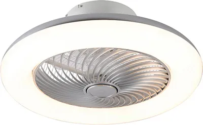 Produktbild von QAZQA - Design Deckenventilator mit beleuchtung Silber 55,5 cm inkl. LED Dimmbar mit Fernbedienung - Clima Dimmer I Dimmbar I Wohnzimmer I Schlafzimmer - Kunststoff Rund - I (nicht austauschbare) LED