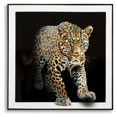 Obrázek produktu pro Plátno s portrétem zvířete v rámečku – jaguár, 82 x 82 cm