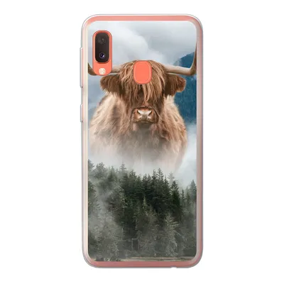 Produktbild von MuchoWow® Handyhülle Schutzhülle Hülle für Samsung Galaxy A20e Schottische Highlander - Kühe - Nebel Silikon Softcase Handy Hülle - Abdeckung