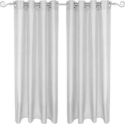 Image de lot de 2 rideaux opaques Alessia avec œillets 140x145cm gris clair