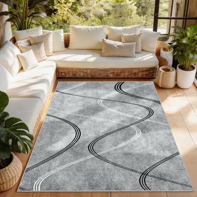 Obrázek produktu pro Moderní šedý koberec s geometrickým vzorem, rozměry 120 x 160 cm