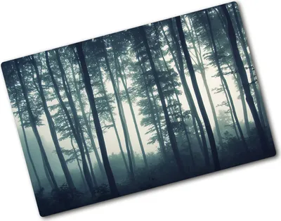 Produktbild von Tulup Glas Herdabdeckplatte - 80x52 cm - Glaskeramikkochfeld-Abdeckung Spritzschutz Glasabdeckplatte - Einteilig - Landschaften - Wald im Nebel - Schwarz