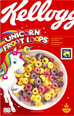 Produktbild von Kellogg's Froot Loops Frühstückscerealien (6 x 375 g) – bunte Kringel aus Weizen, Hafer und Mais mit Fruchtgeschmack – ohne künstliche Farb- und Aromastoffe