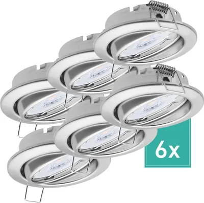 Produktbild von 6er Set Oktaplex Einbaustrahler schwenkbar inkl. LED Modul 3.000K warmweiß - Deckenspot Chrom