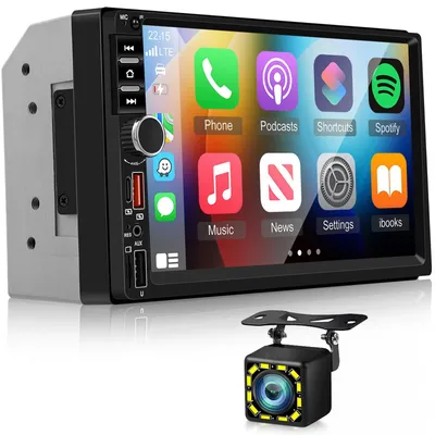 Immagine prodotto di Autoradio 2 DIN con CarPlay wireless - Schermo touchscreen da 7 pollici - Bluetooth vivavoce - Per sistema multimediale per auto