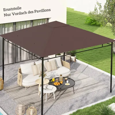 Obrázek produktu pro Náhradní střecha pro altán – střešní plachta – polyester – 2,98 x 2,95 m – kávově hnědá