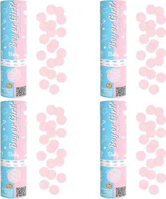 Produktbild von 4 Konfettikanonen Babyshower rosa Mädchen