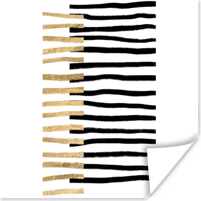 Produktbild von MuchoWow® Poster Linie - Gold - Gestaltung 50x50 cm - Wohnzimmerdekoration