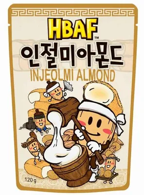 Produktbild von Hbaf | Geröstete Mandeln - Koreanischer Injeolmi-geschmack - 120g - Snack - Natürliche Zutaten
