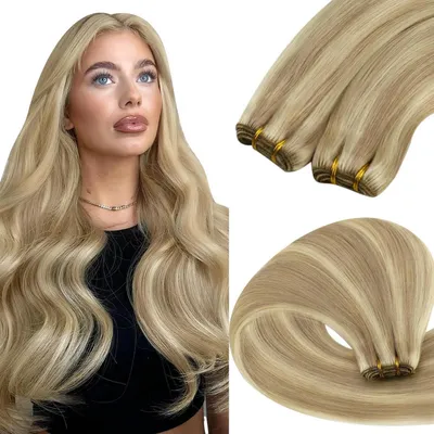Produktbild von Haarverlängerung Echthaar Doppelweft Blond 50,8 cm 100g