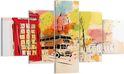 Produktbild von Bild auf Leinwand - Leinwandbild - London Bus - 125x70cm - Wand Bild - Wanddeko - Wandbilder - Leinwanddruck - Bilder - Kunstdruck - Wanddekoration - Leinwand bilder - Wandkunst - EA125x70-3920