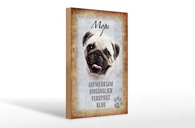 Produktbild von Holzschild Spruch 20x30cm Mops Hund Schild