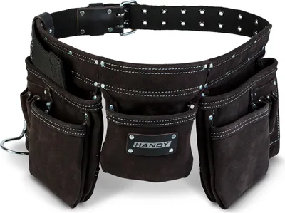 Produktbild von Praktischer Werkzeuggürtel mit Hammerhalter und Gürtel – Groß – Schwarz – 7 Taschen – Nagelschürze – Werkzeuggürtel