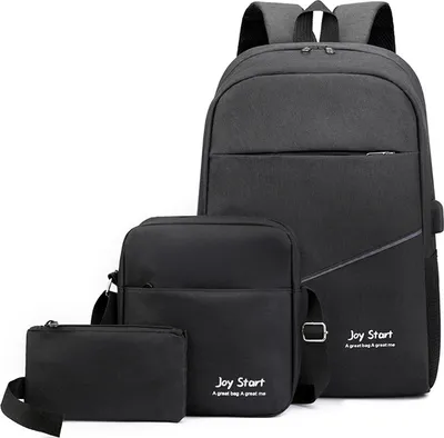 Produktbild von 3-teiliges Rucksack-Set fuer Damen und Herren, Laptop-Rucksack, Umhaengetasche, kleine Tasche fuer Reisen, Schule, Geschaeft, Arbeit, College, passend fuer bis zu 15,6 Zoll