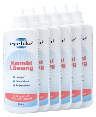 Produktbild von Eyelike Kombi-Lösung 6x360 ml – All-in-One Pflege für Kontaktlinsen