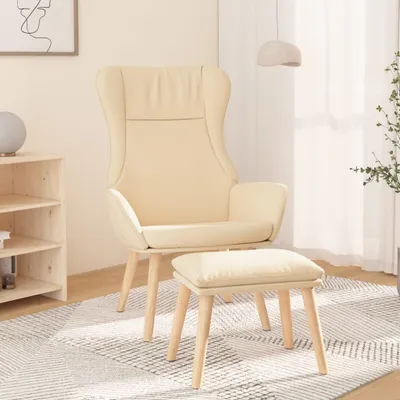 Obrázok produktu pre Relaxačné kreslo s podnožkou krémové látka