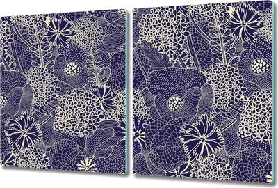 Produktbild von Glas Schneidebrett Herdabdeckplatten Schneideplatten - 2x 40x52 cm - Vintage Blumen